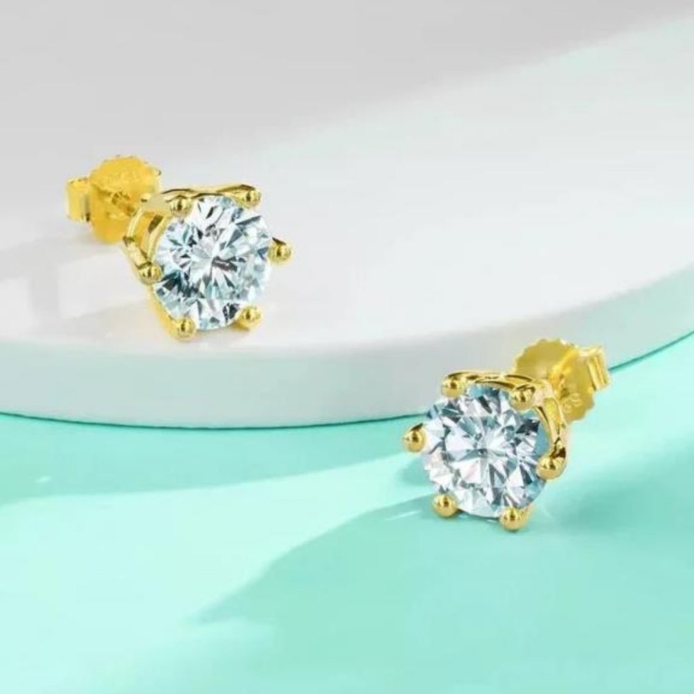 Certified 4ct. t.w. Diamond Moissanite Round Stud Earrings NEW - Picture 3 of 9